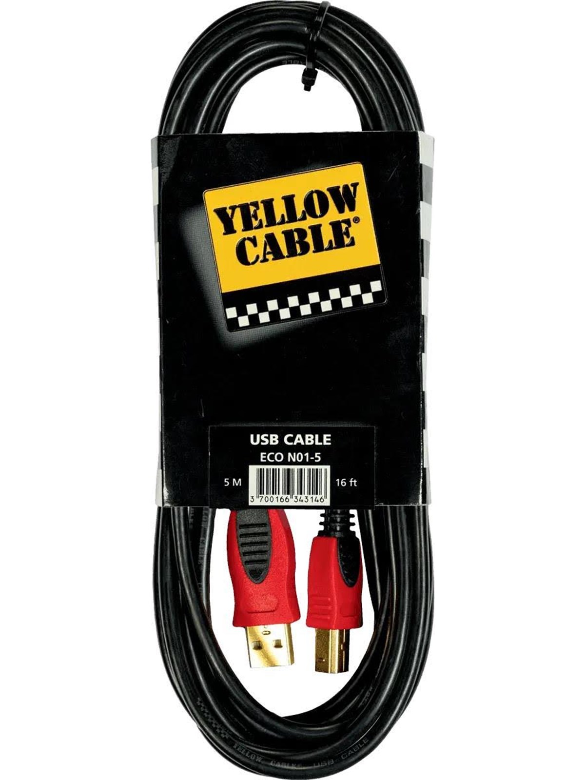 Yellow Cable N01-5 - Usb A/b-kabel 5m. - Audio Kabel - Eco N01-5