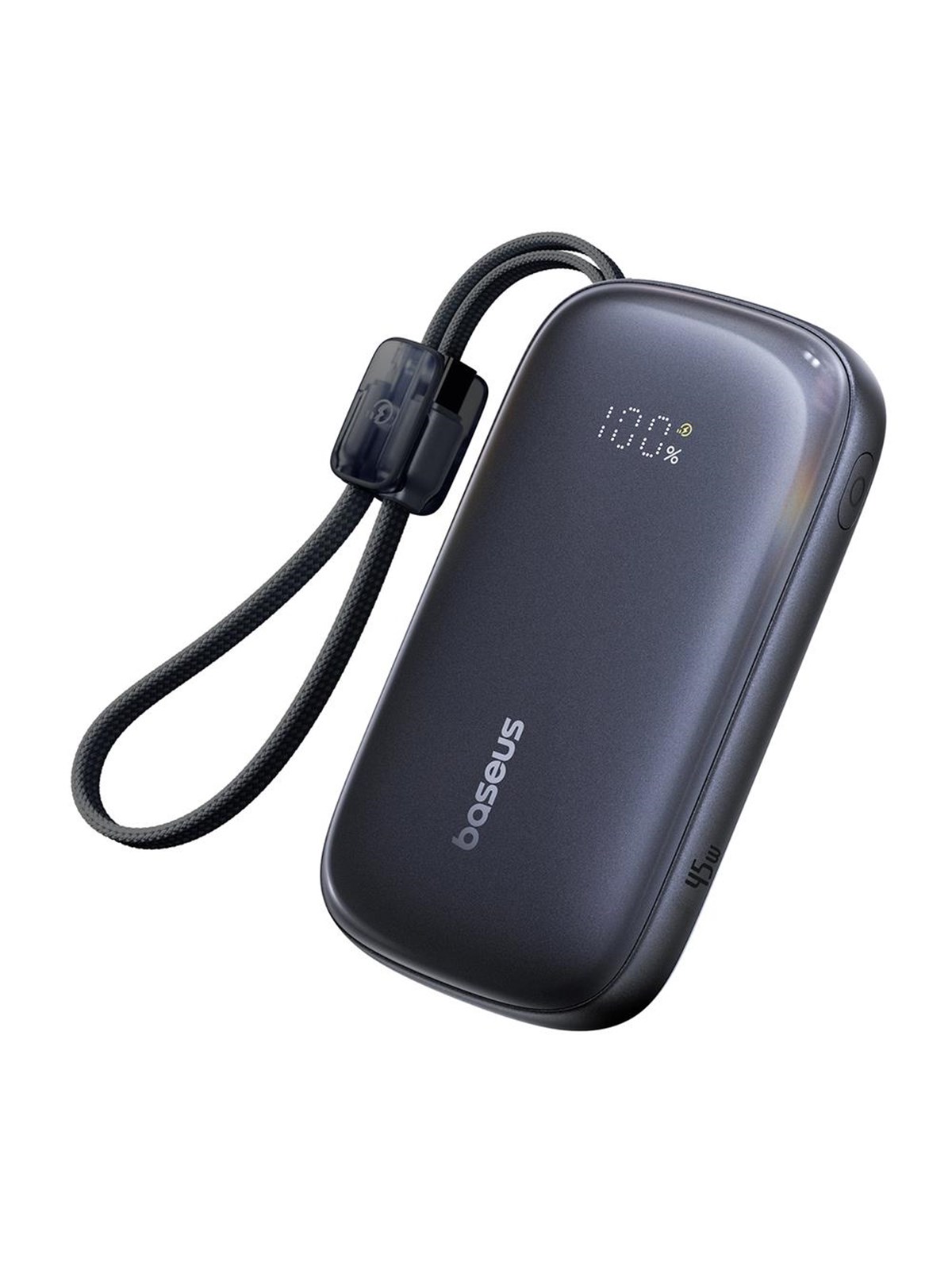 Baseus Enerfill Fc21 Qpow 3 Ultra 10000mah 45w Power Bank With Attached Lanyard Cable - Black Powerbank (Akku) - Schwarz - 10000 Mah - Powerbank Akku 