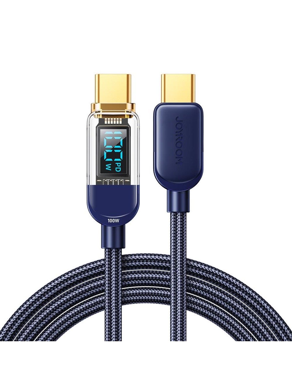 Joyroom A4 Usb-c / Usb-c 100w 1.2m Cable With Display - Blue - Usb Kabel - Joyroom S Cc100a4 100w Type C to Type C Digital Di