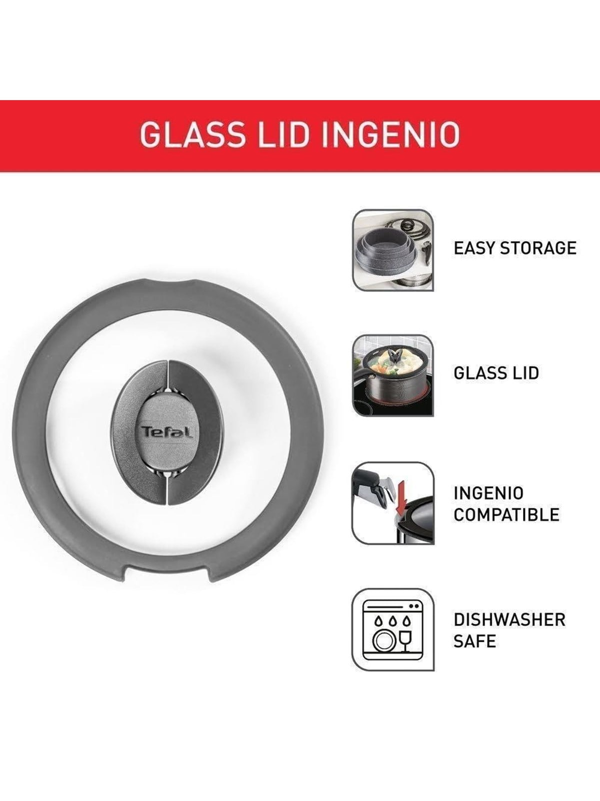 Tefal Ingenio glass lid 16 cm Image