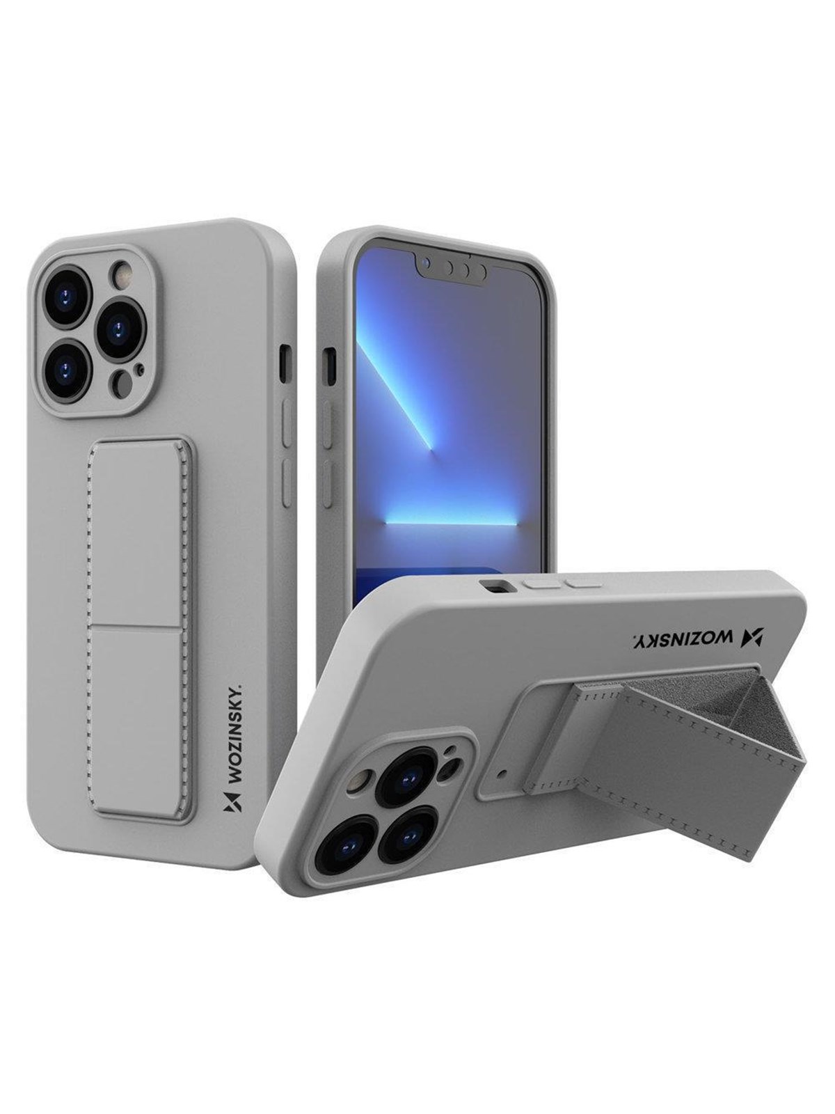 Wozinsky Kickstand Case Silicone Case With Stand Iphone 13 Mini Gray - Handys Cover Cases - 9145576234259