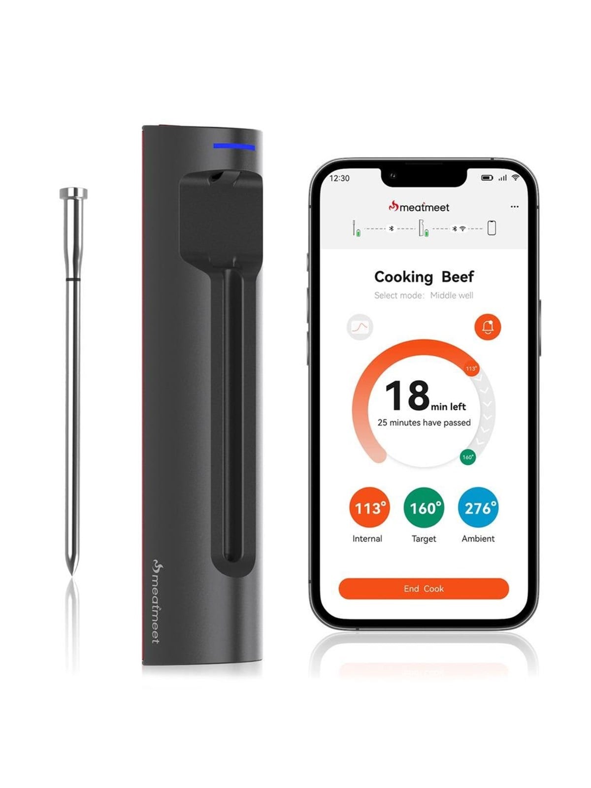Metapen S Pro Kitchen Thermometer With Bluetooth/wifi App For Grill Oven Smoker - Grey - Andere Kuechengeraete - Meatmeet S Pro