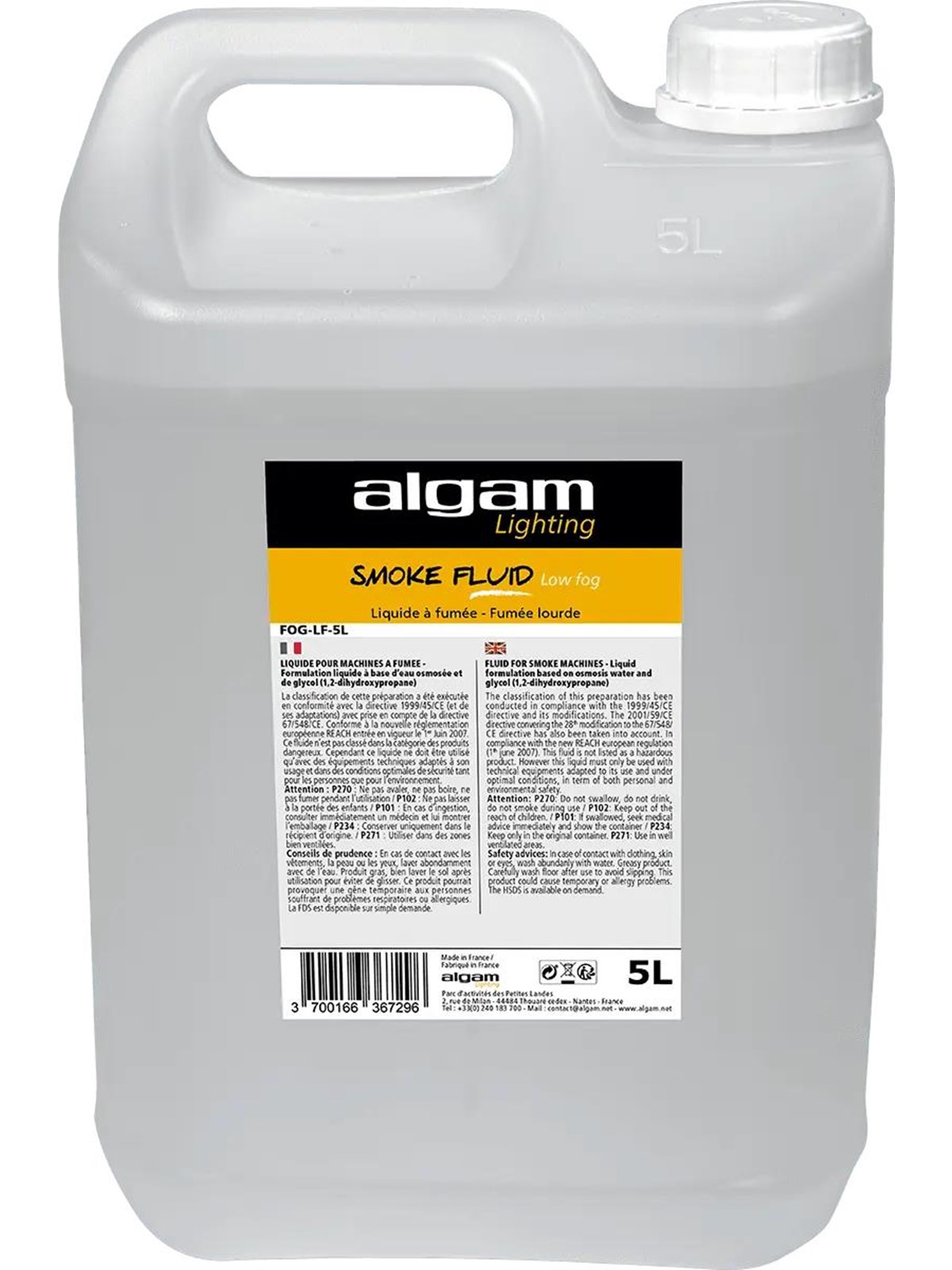 Algam Lighting 5 Liter Nebelfluid - Heavy - Hohe Dichte - Musikinstrumente DJ Ausstattung - Lsf Fog-lf-5l