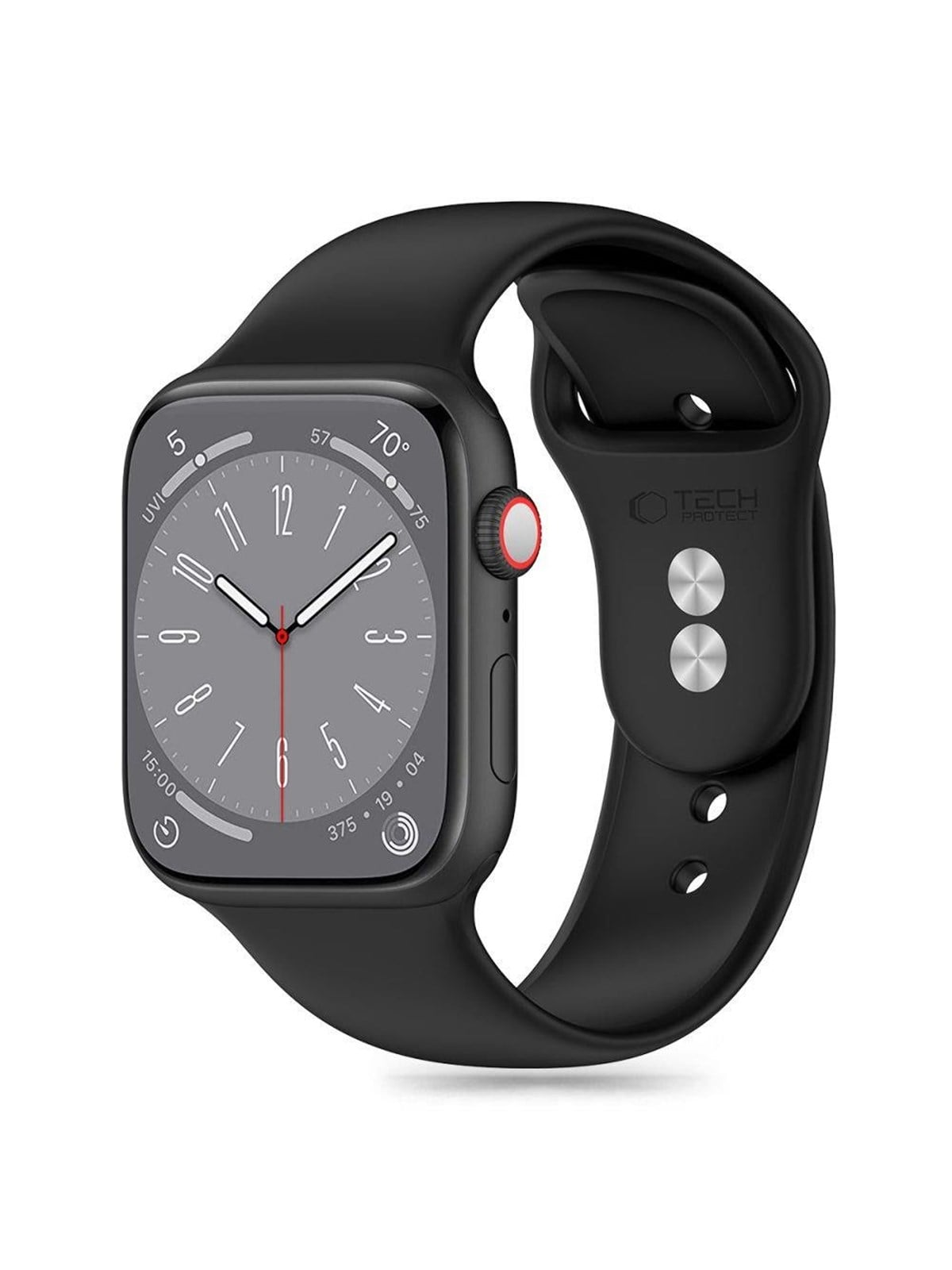 Tech-Protect Silicone Strap for Apple Watch 4 / 5 / 6 / 7 / 8 / 9 / SE / Ultra 1 / 2 (42 / 44 / 45 / 49 mm) - Black Image