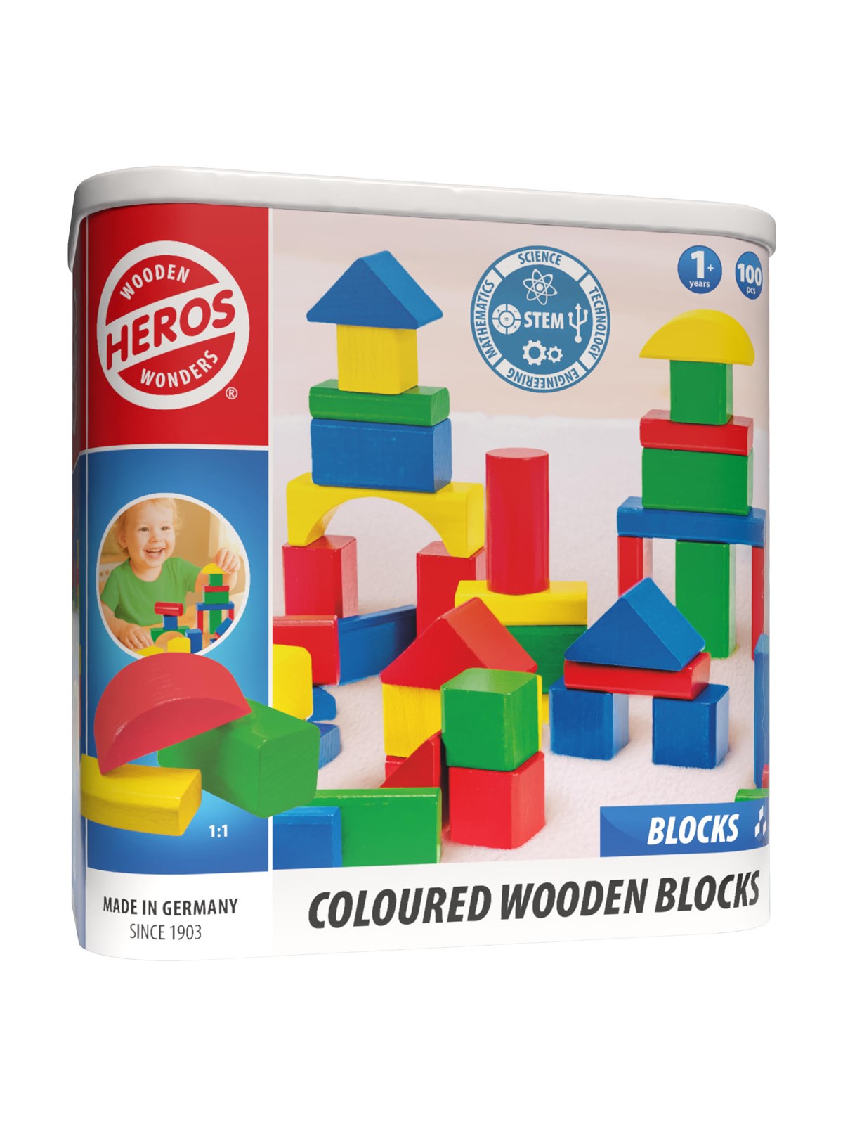 Heros Bausteine - Farbige Holzbausteine, 100 Stück