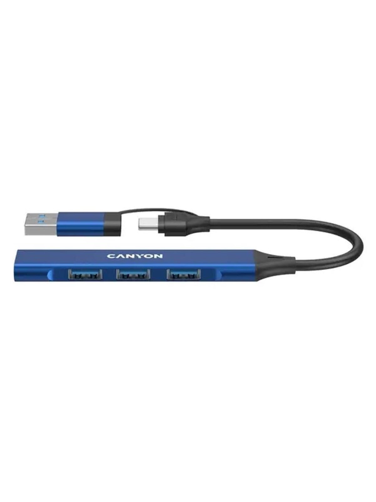 Canyon DS-02 4-in-1 USB-A/C Hub, Blau USB-Hubs - USB 3.0 - 4 - Blau