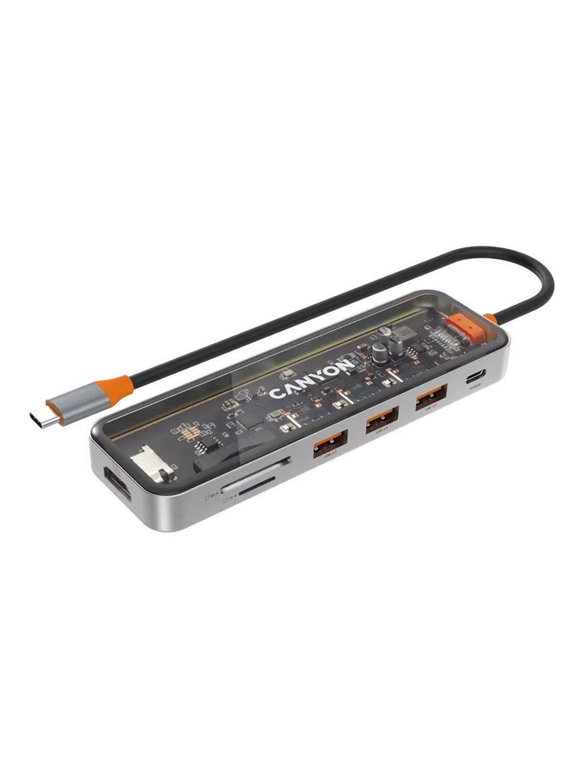 Canyon DS-13 7-in-1 USB-C Hub 4K, Grau USB-Hubs - Grau