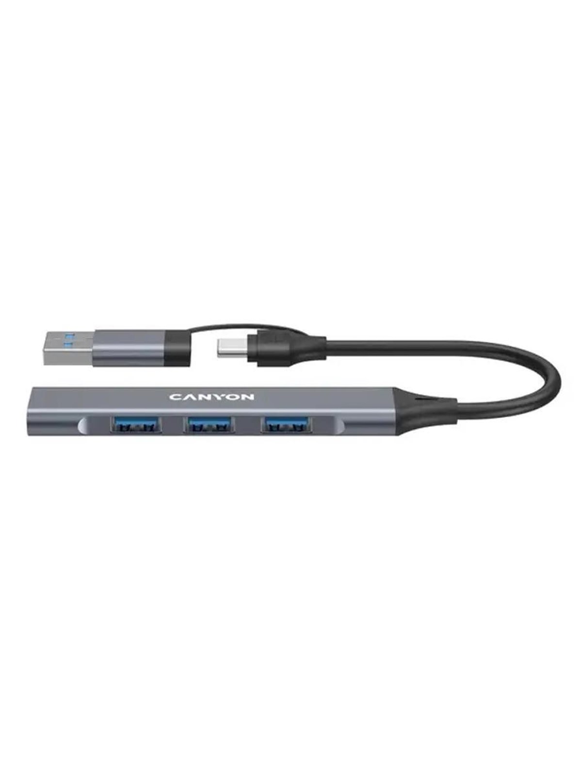 Canyon DS-02 4-in-1 USB-A/C Hub, Grau USB-Hubs - USB 3.0 - 4 - Grau