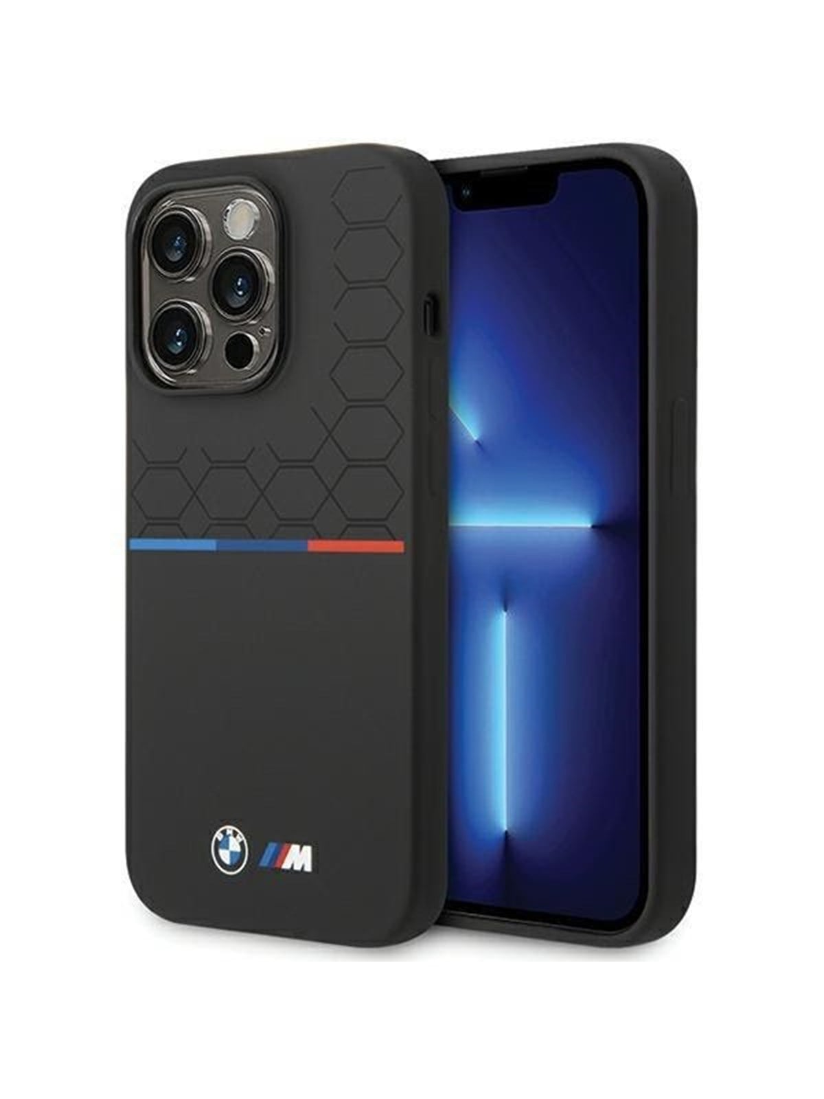 BMW Silicone Pattern iPhone 15 Pro Max Case - Black Image