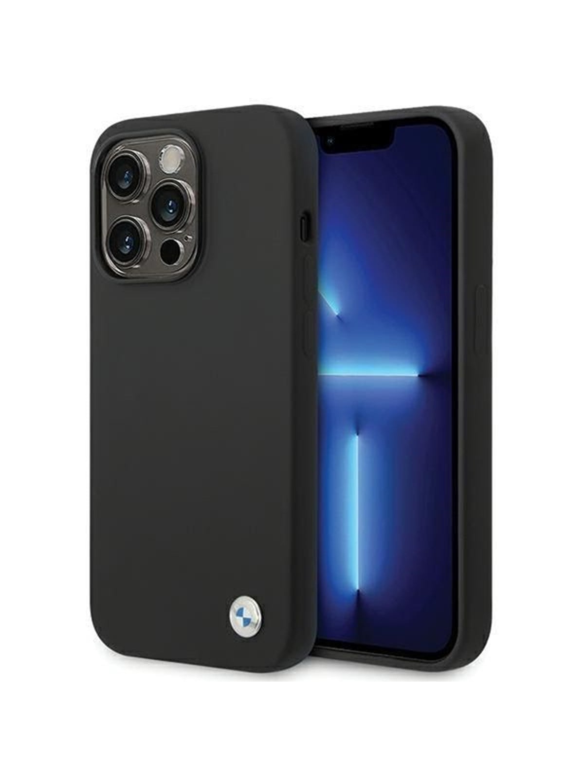 BMW Silicone Metal Logo iPhone 15 Pro Max Case - Black Image