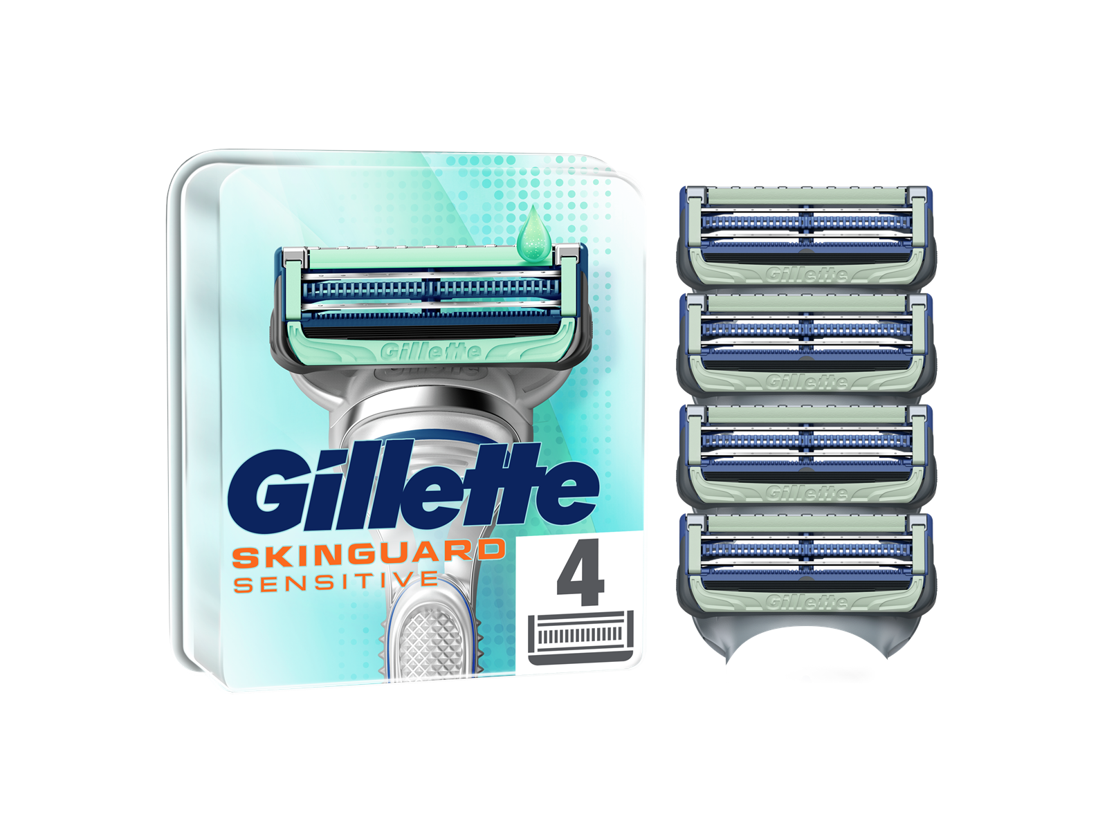 Recharge De Lames Gillette Skinguard Sensitive - Pack 4 Cartouches, Compatible ProGlide