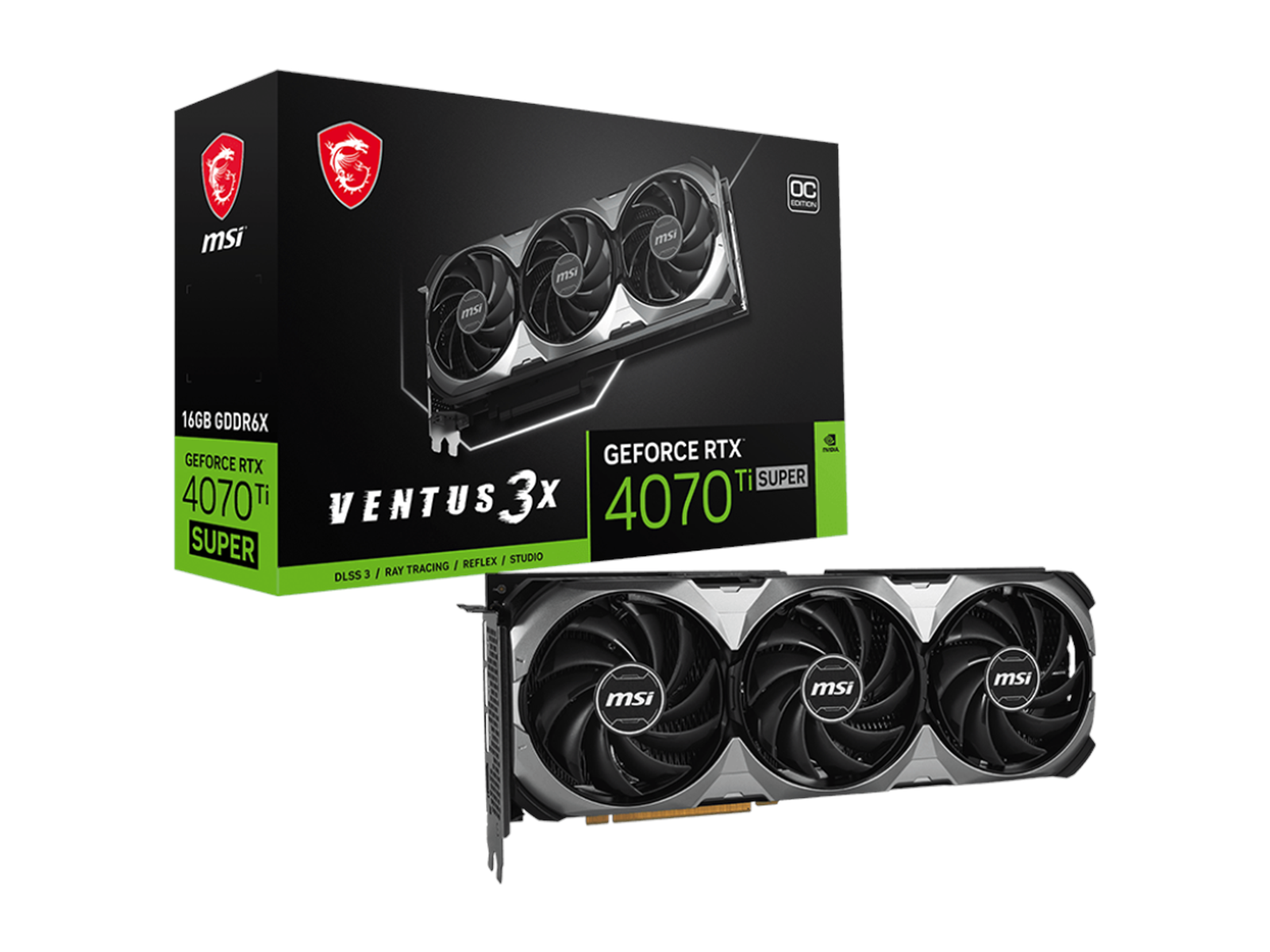 MSI GeForce RTX 4070 Ti SUPER VENTUS 3X OC - 16GB GDDR6X RAM 