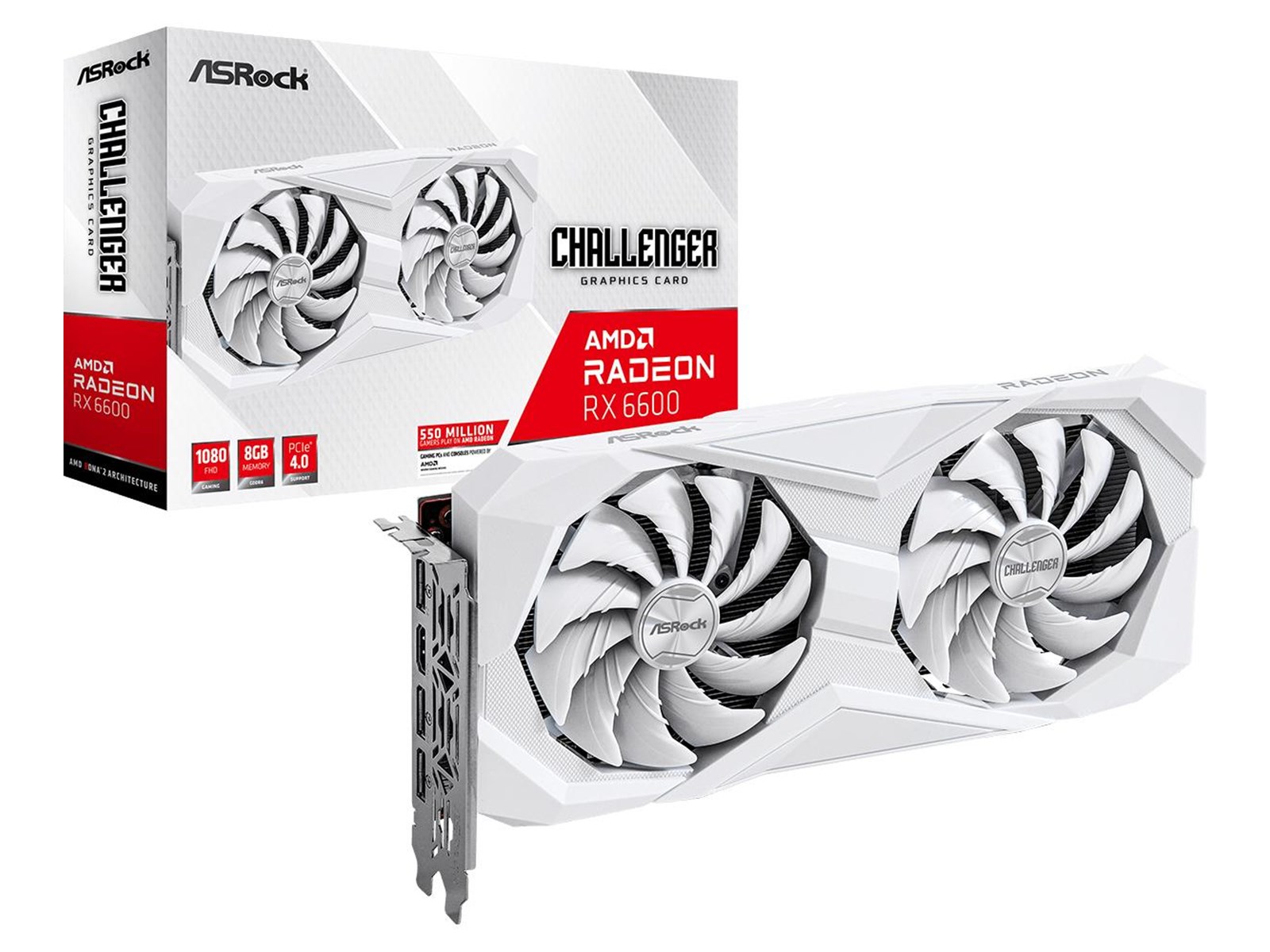 ASRock Radeon RX 6600 Challenger White - 8GB GDDR6 RAM - Grafikkarte