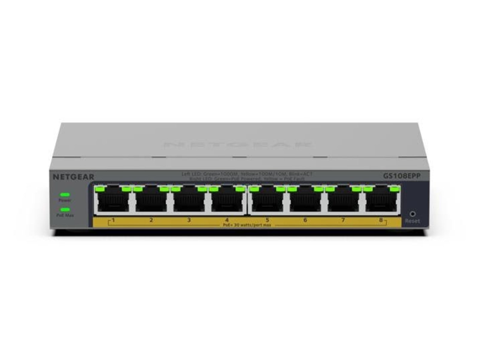 Netgear GS108EPP 8-Port Gigabit Ethernet Easy Smart High-Power PoE+ ...