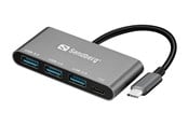 USB-Hubs - Sandberg USB-C zu 3 x USB 3.0 Konverter USB-Hubs - USB 3.0 - 4 - Schwarz - 136-03