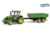 Spielzeugauto - Bruder John Deere 5115M tractor with tipping trailer - 2108