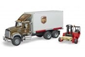 Spielzeugauto - Bruder MACK Granite UPS logistics truck with forklift - 02828