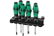 Handwerkzeuge  - Wera 335/350/367/7 Rack Schraubendrehersatz Kraftform Plus Lasertip + Rack, 7-teilig - 5320540001