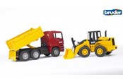 Spielzeugauto - Bruder MAN TGA Construction truck and articulated road loader FR 130 - BR2752