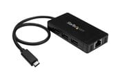 USB-Hubs - StarTech.com USB 3.0 Hub 3-port with USB-C and GbE USB-Hubs - 3 - Schwarz - HB30C3A1GE