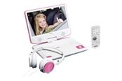 Blu-ray & DVD-Spieler - Lenco DVP-910PK - Portable 9" DVD player with USB headphones and mounting bracket - Pink/White - DVP910PINK