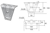Tabletts, Schienenverteiler und Armaturen - Wibe Ceiling bracket 5 pre-galvanized - 721101