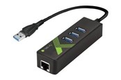Netzwerkadapter (Netzkarte, Druckserver, u.s.w.) - IC INTRACOM techly USB3.0 Gigabit Ethernet Adapter Converter with 3-Port Hub - IDATA-USB-ETGIGA-3U2
