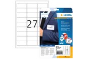 Papier, Fotopapier und Etiketten - HERMA Namensetiketten, ablösbar, A4, 63,5 x 29,6 mm, weiß, aus Acetatseide, bedruckbar - 4511