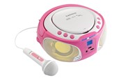 DAB, Netzwerk und Radiowecker - Lenco SCD-650 - Portable FM Radio CD/MP3/USB Microphone & Light Effects - Pink - FM - Stereo - Pink - SCD-650P