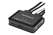 KVM Switches - StarTech.com 2 Port USB 4K60Hz DisplayPort KVM Switch with Built-In Cables - KVM / audio switch - 2 ports - SV211DPUA4K