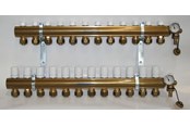 Fußbodenheizung - Pettinaroli Manifold system in- and outlet 1x3/4 incl brackets 20 mm fittings and end pieces 12 outlets - 7035SYS20-12