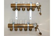 Fußbodenheizung - Pettinaroli Manifold system 1x3/4 in- and outlet incl brackets 20 mm fittings and end pieces 5 outlets - 7035SYS20-05