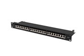Netzwerkzubehör - Lanberg Patch Panel 24-Port 1U 19" CAT.7 FTP with Cable Organizer Shielded Black - PPS7-1024-B