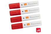 Konferenz und Präsentation - Nobo Glide Boardmarker, trocken abwischbar, große Keilspitze, 4 Stück Rot - 1915390