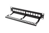 Netzwerkzubehör - Lanberg PPKS-9112-B Patch Panel Blank 12-Port 1U with Organizer for Keystone Modules Black - PPKS-9112-B