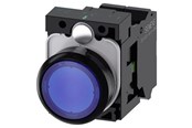 Druckknöpfe und Signalgeräte - Siemens Illuminated pushbutton 22 mm round plastic blue pushbutton flat momentary contact type with holder 1 no led module with integrated led 24 v ac/dc spring-type terminal - 3SU1102-0AB50-3BA0