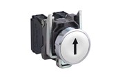 Druckknöpfe und Signalgeräte - Schneider Electric Harmony push button complete with spring return and flat touch surface in white with black arrow 1xno xb4ba3341 - XB4BA3341