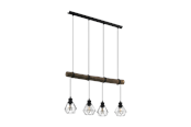 Lampen - EGLO HORNINGTOPS 1 Hängeleuchte, schwarz, natur - 43476