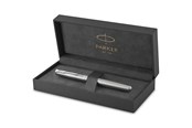 Utensilien zum Schreiben und Zeichnen - Parker Sonnet Tintenroller | Edelstahl mit Palladiumzierteilen | feine Spitze | Schwarze Tinte | Geschenkbox - 1931511