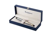 Utensilien zum Schreiben und Zeichnen - Waterman Expert Füller | Edelstahl mit Zierteile aus 23 K Gold | Füllfederhalter mit feiner Feder | Geschenkbox - S0951940