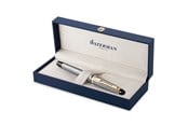Utensilien zum Schreiben und Zeichnen - Waterman Expert Füller | Edelstahl mit Zierteile aus 23 K Gold | Füllfederhalter mit mittlerer Feder | Geschenkbox - S0951960