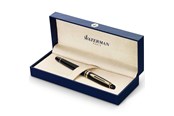 Utensilien zum Schreiben und Zeichnen - Waterman Expert Tintenroller | Hochglänzend Schwarz mit Zierteile aus 23 K Gold| feine Spitze | Schwarz | Geschenkbox - S0951680