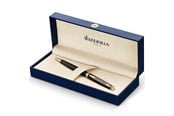 Utensilien zum Schreiben und Zeichnen - Waterman Hémisphère Kugelschreiber | Mattschwarz mit Zierteile aus 23 K Gold | Mittlere Spitze | Blaue Tinte | Geschenkbox - S0920770
