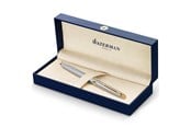 Utensilien zum Schreiben und Zeichnen - Waterman Hémisphère Füller | Edelstahl mit Zierteile aus 23 K Gold | Füllfederhalter mit feiner Feder und blauer Tinte | Geschenkbox - S0920310