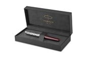 Utensilien zum Schreiben und Zeichnen - Parker Sonnet Füller | Premium Metal & Red Satinierung mit Chromverkleidung | Füllfederhalter mit feiner 18 Karat Goldfeder und schwarzer Tintenpatrone | Geschenkbox - 2119650
