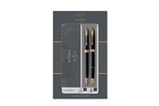 Utensilien zum Schreiben und Zeichnen - Parker Sonnet Duo-Geschenkset mit Kugelschreiber und Füller (Feder aus 18 Karat Gold) | Hochglänzend Schwarz mit Goldzierteilen | Nachfüllmine und -patronen mit schwarzer Tinte - 2093371