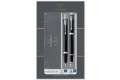 Utensilien zum Schreiben und Zeichnen - Parker IM Duo-Geschenkset mit Kugelschreiber und Füller | Hochglänzend Schwarz mit Chromzierteilen | Nachfüllmine und -patrone mit blauer Tinte | Geschenkbox - 2093215
