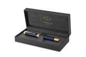 Utensilien zum Schreiben und Zeichnen - Parker Duofold Prestige Füller | Blue Chevron | Größe Centennial | Füllfederhalter mit feiner Feder aus Massivgold | schwarze Tinte und Konverter | Geschenkbox - 1931369