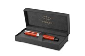 Utensilien zum Schreiben und Zeichnen - Parker Duofold Classic Füller | Big Red Vintage | Größe Centennial | Füllfederhalter mit feiner Feder aus Massivgold | schwarze Tinte und Konverter | Geschenkbox - 1931375