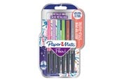 Utensilien zum Schreiben und Zeichnen - Paper Mate Flair Stifte | Metallic-Filzstifte | mittlere Spitze (0,7 mm) | glitzernde Tinte glänzt auf weißem Papier | farblich sortiert | 6 Stück - 2137361